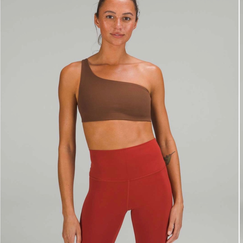 Lululemon Ribbed Nulu Asymmetrical Yoga Bra Roasted Brown